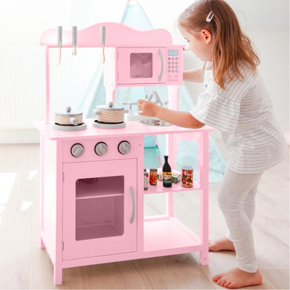 Cucina in legno Giocattolo Bambini con Pentole e Accessori Gioco Rosa 60x30x90cm in Kit utensili cucina Esplodia - Napoli, commercioVirtuoso.it