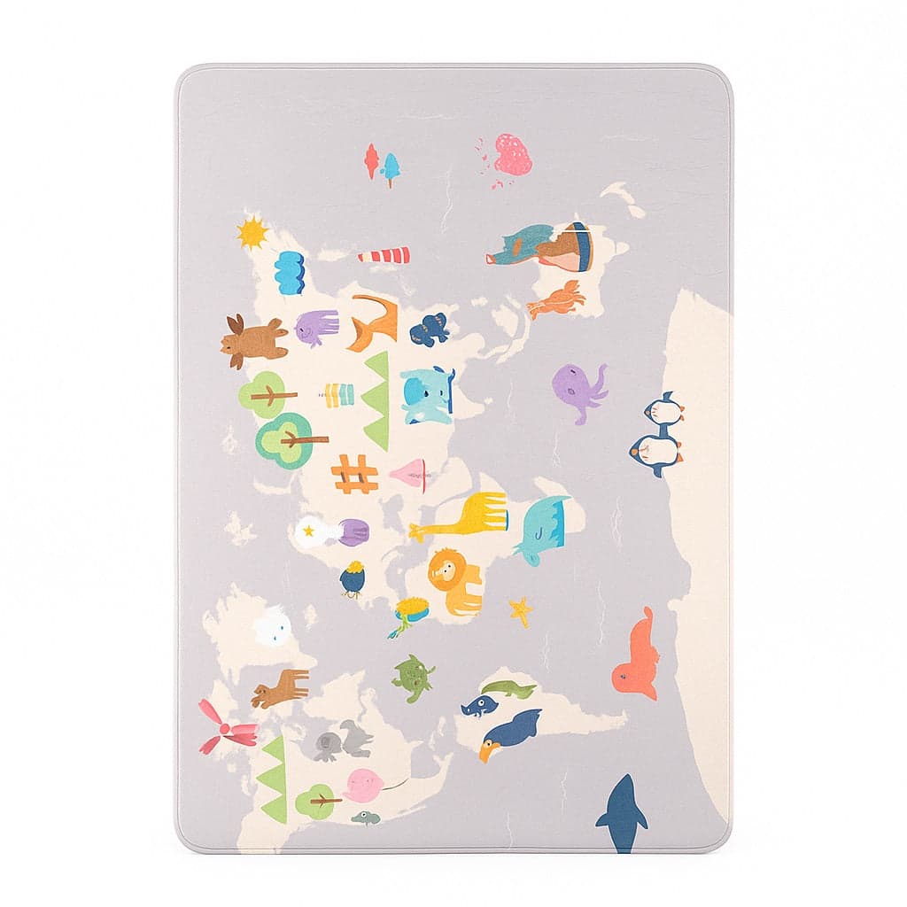 Tappeto Cameretta Bambini 80x140 Grigio Morbido Mondo Animali in Polyestere e Spugna in Scendiletto Danyx - Casoria, commercioVirtuoso.it