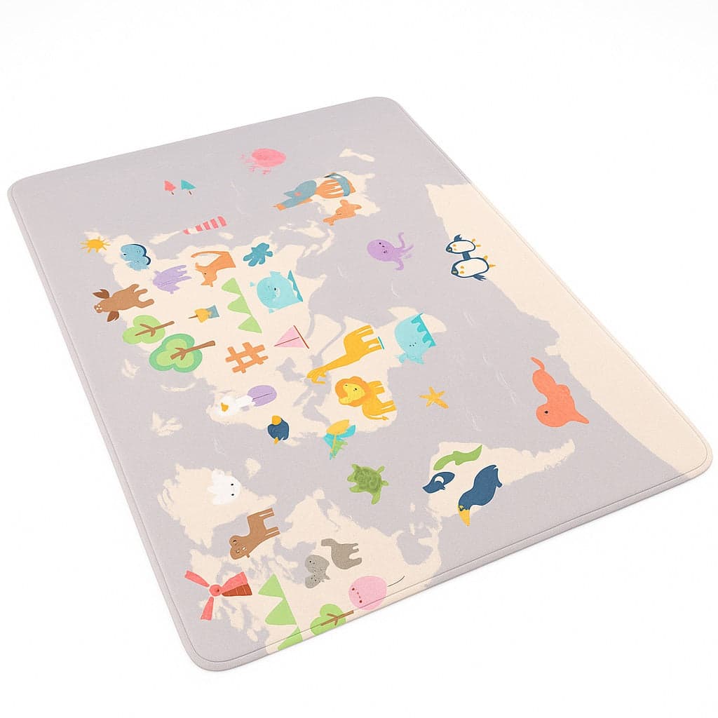 Tappeto Cameretta Bambini 80x140 Grigio Morbido Mondo Animali in Polyestere e Spugna in Scendiletto Danyx - Casoria, commercioVirtuoso.it