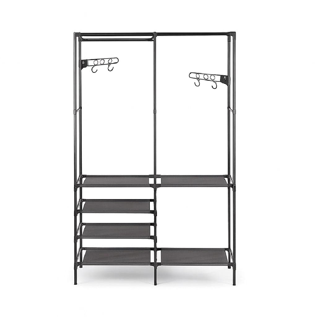 Armadio Salvaspazio Metallo e Tessuto 6 Ripiani Appendiabiti 108x36x170cm Nero in Armadi pieghevoli Danyx - Casoria, commercioVirtuoso.it