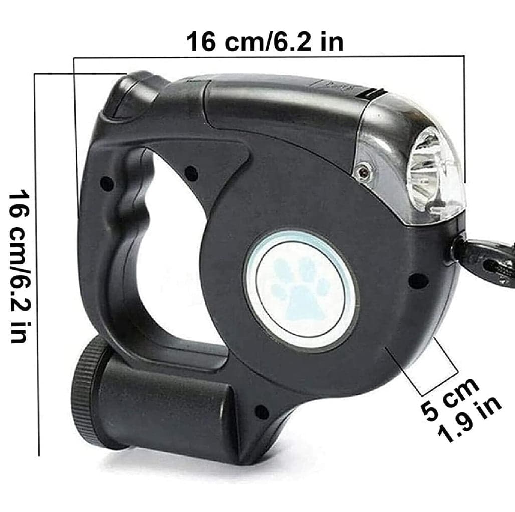 Guinzaglio Retrattile 3in1 con Luce Led e Porta Sacchetti Igienici 5Metri Nero o Grigio in Guinzagli retrattili Danyx - Casoria, commercioVirtuoso.it