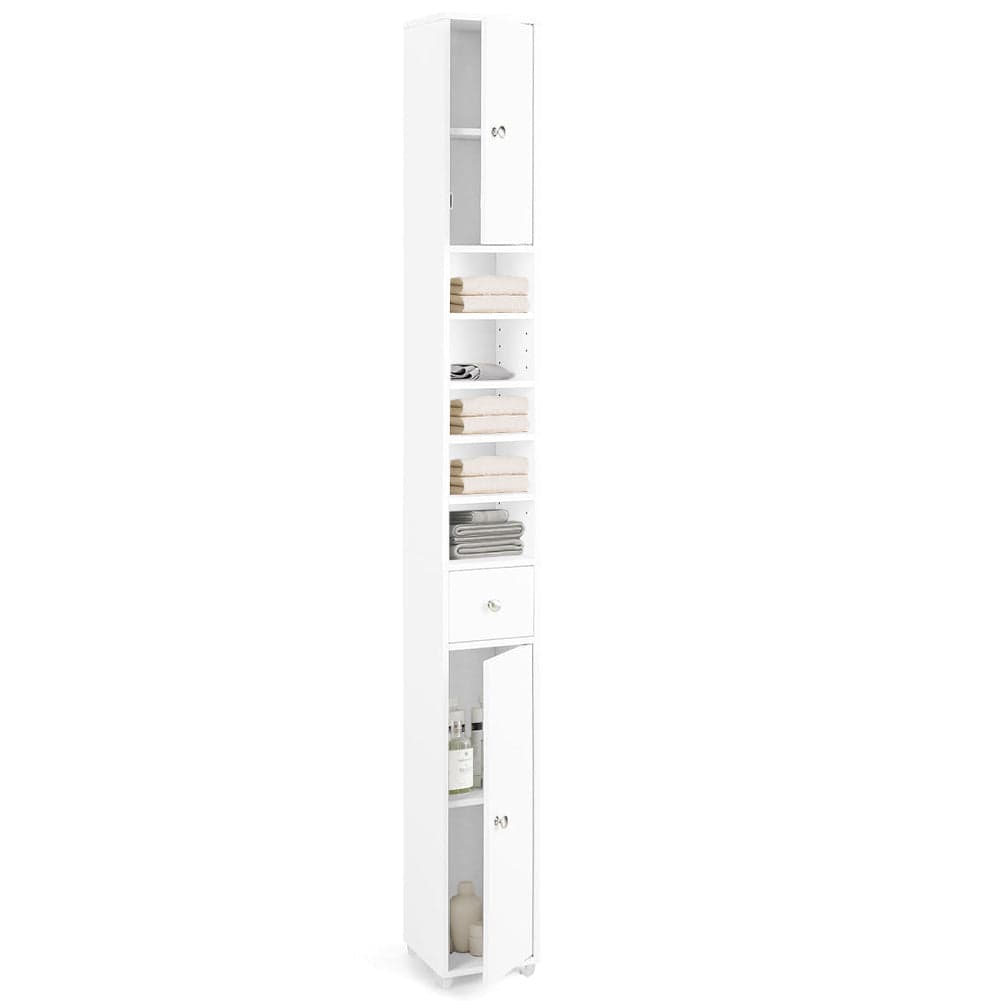 Armadio da Bagno Alto Mobiletto 2 Ante e 1 Cassetto Bianco Armadietto 20x180 cm in Mobili a terra Esplodia - Napoli, commercioVirtuoso.it