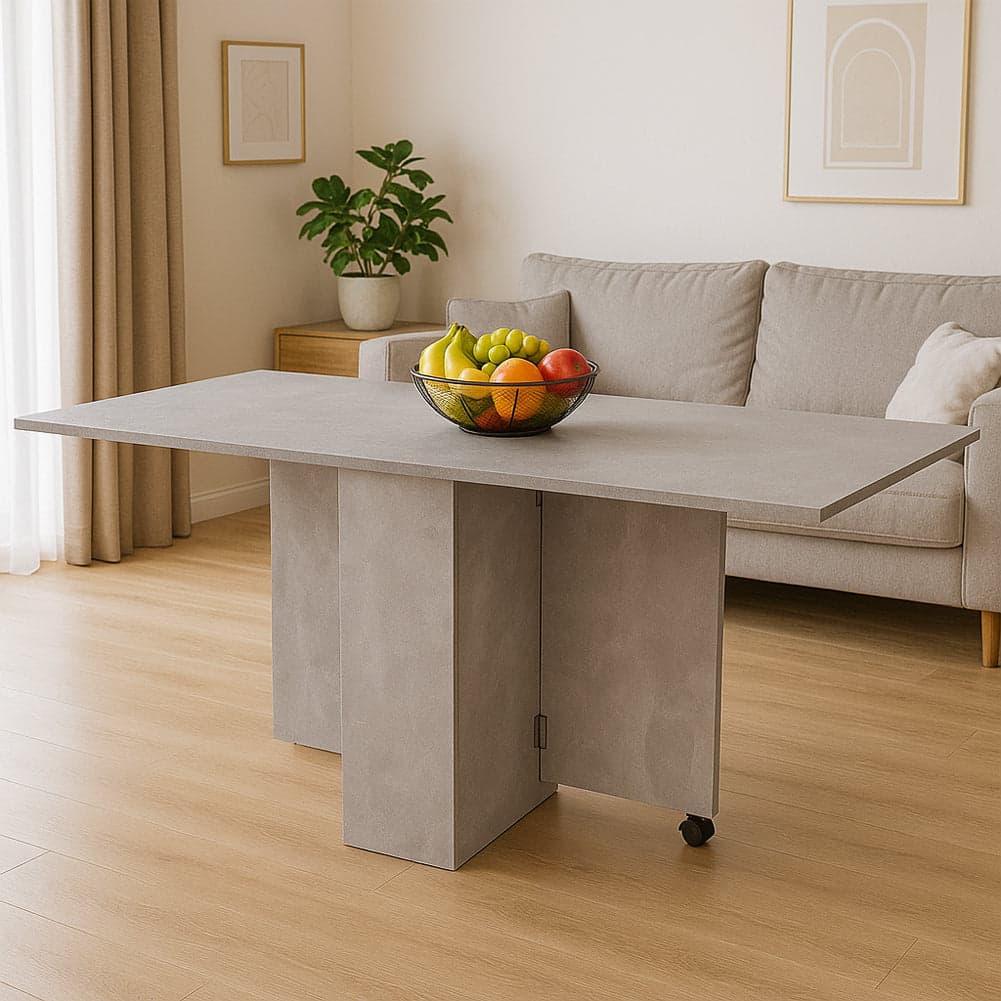 Tavolo da Pranzo Salvaspazio Scrivania Pieghevole con Ruote Cemento 140x75x74cm in Tavoli da sala da pranzo Esplodia - Napoli, commercioVirtuoso.it