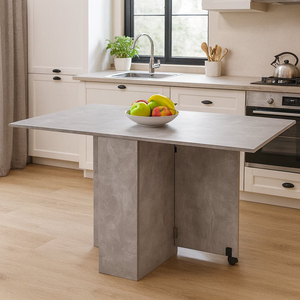 Tavolo da Pranzo Salvaspazio Scrivania Pieghevole con Ruote Cemento 140x75x74cm in Tavoli da sala da pranzo Esplodia - Napoli, commercioVirtuoso.it