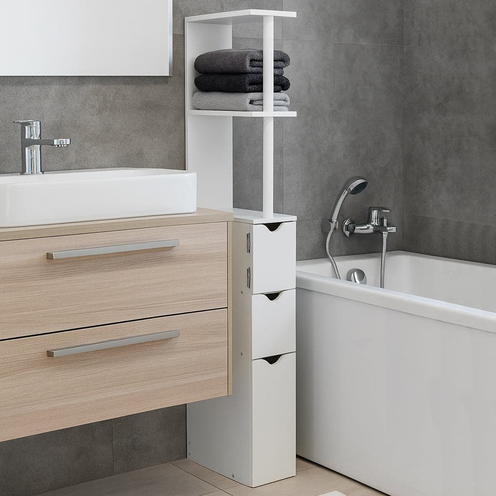 Mobile Bagno Alto Salvaspazio in Legno con 3 Cassetti e 2 Ripiani 33x15x136cm in Mobili a terra Esplodia - Napoli, commercioVirtuoso.it