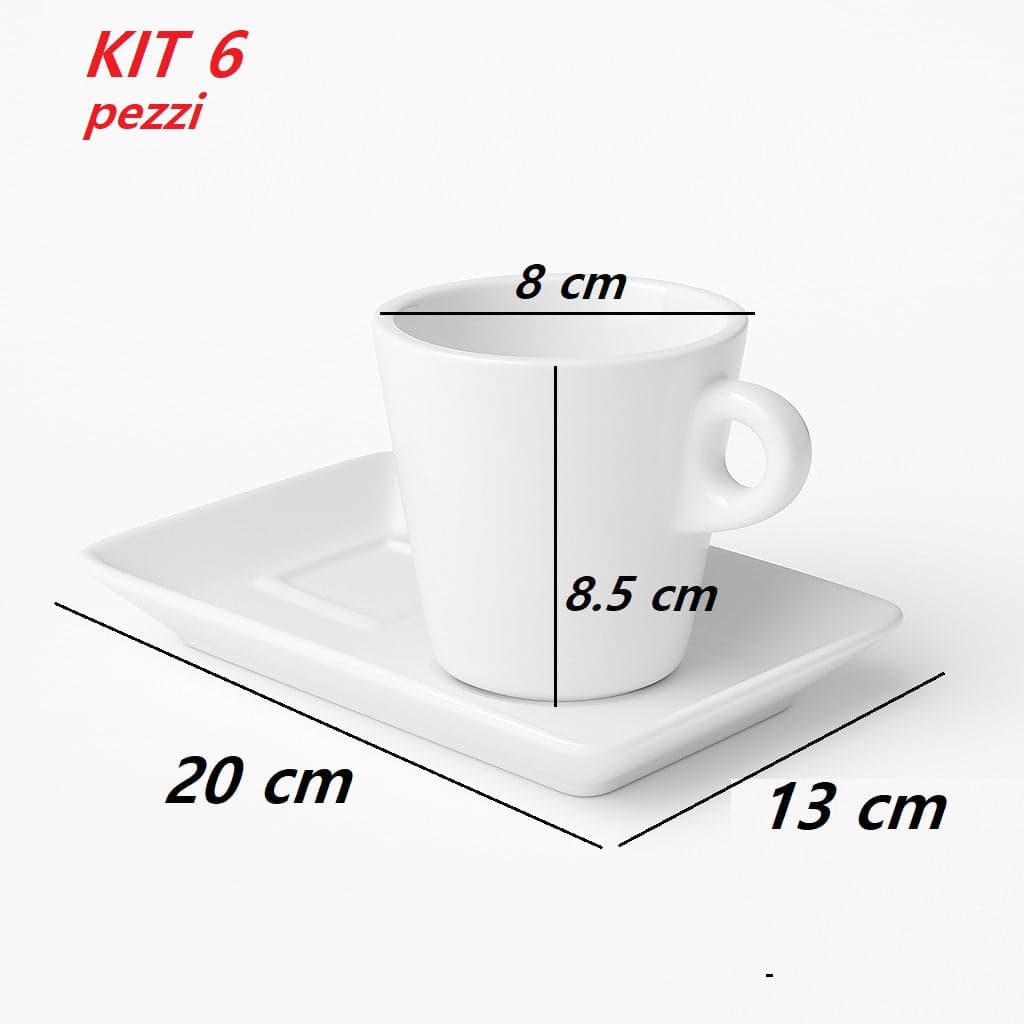 Set 6 Tazze Caffè con Piattino Porta Biscotti in Porcellana Bianca 180ml Stile BAR in Set di tazza e piattino Danyx - Casoria, commercioVirtuoso.it