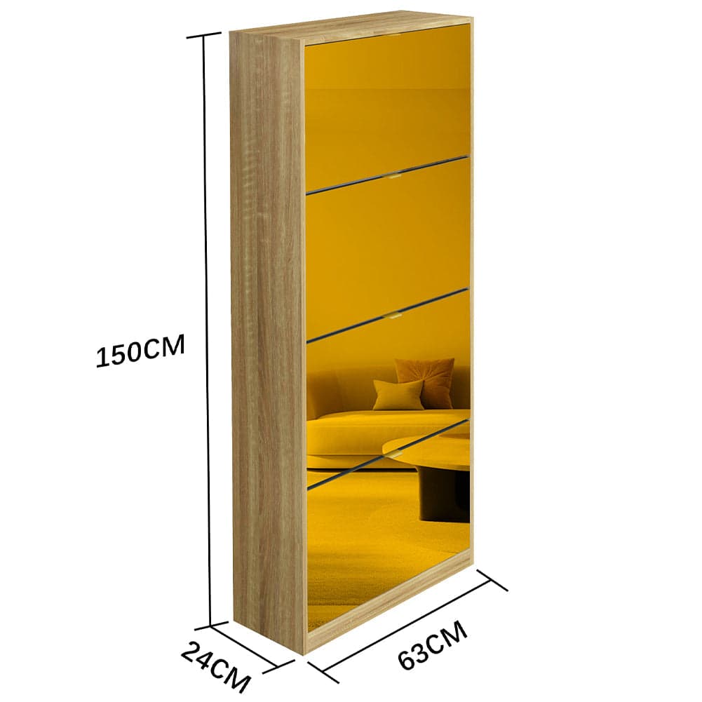 Scarpiera 4 Ante a Specchio Marrone Slim con Maniglia Salvaspazio 63x24x150cm in Scarpiere Esplodia - Napoli, commercioVirtuoso.it