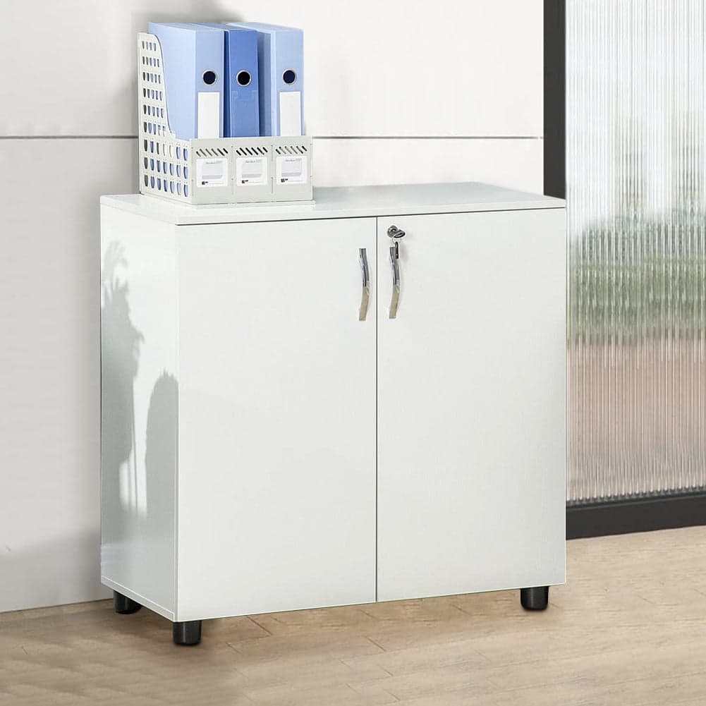 Mobile Ufficio bianco con serratura e chiavi 2 ante mdf 80x40 h80 cm moderno in  Danyx - Casoria, commercioVirtuoso.it
