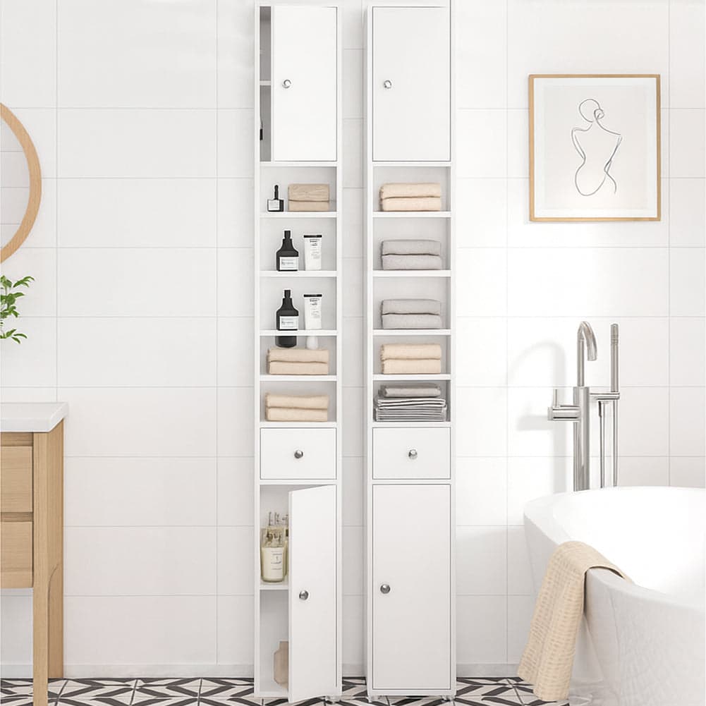 Colonna da Bagno Bianca 20x20 H180 cm Mobile Alto con 2 Ante Cassetto e Ripiani in Mobili a colonna Danyx - Casoria, commercioVirtuoso.it