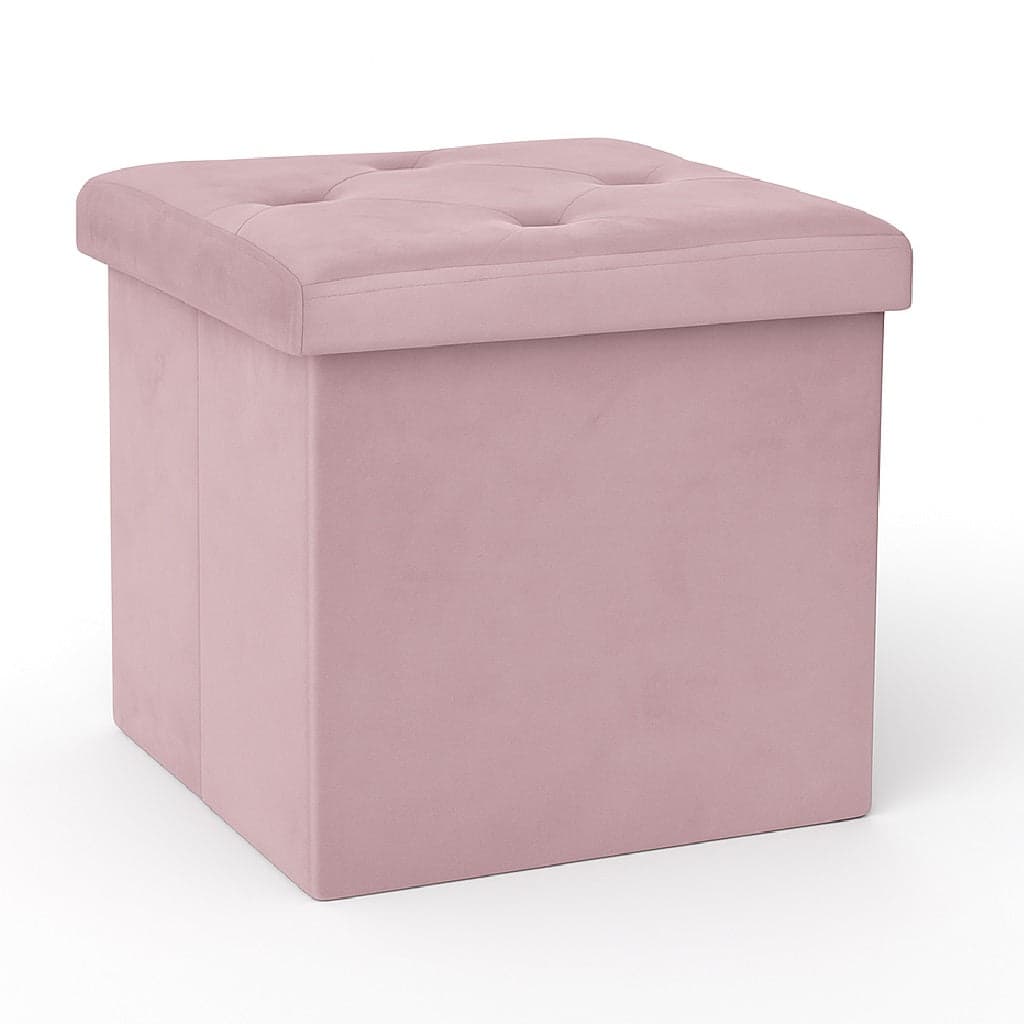 Pouf Pieghevole in Velluto Rosa 38x38x38 cm Salvaspazio con Coperchio Design Moderno in Cassapanche Danyx - Casoria, commercioVirtuoso.it