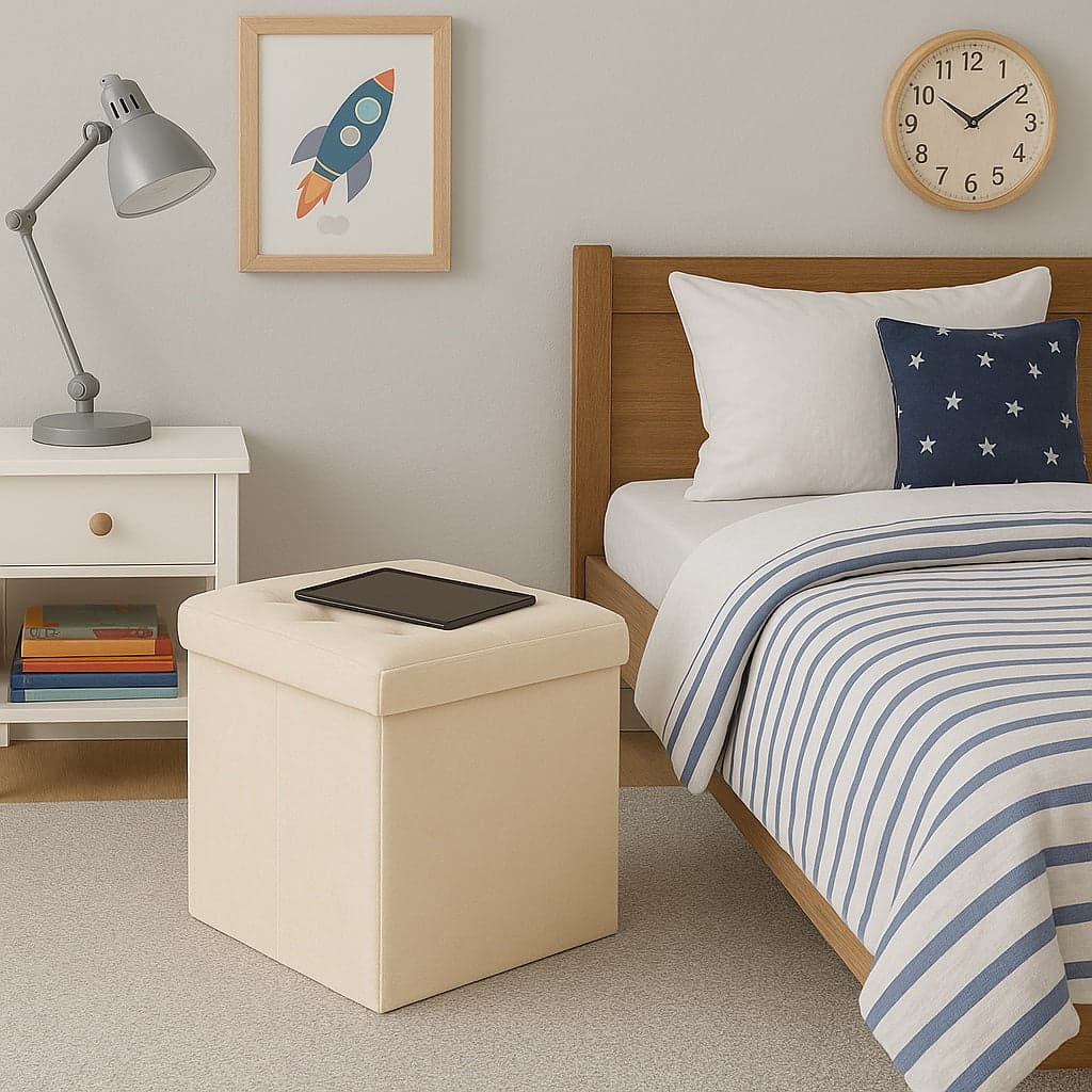 Pouf Pieghevole in Velluto Tortora 38x38x38 cm Salvaspazio con Coperchio Design Moderno in Panche contenitore Danyx - Casoria, commercioVirtuoso.it
