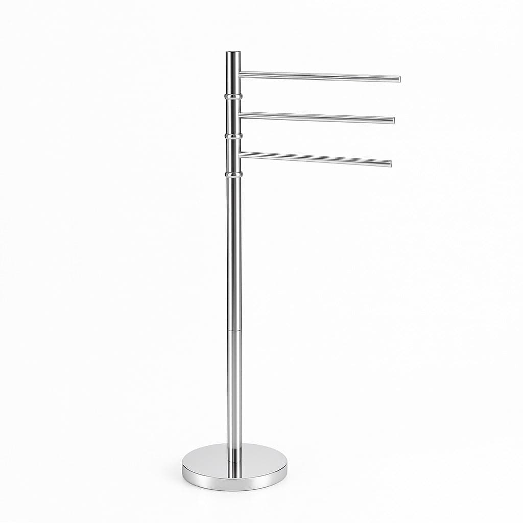 Piantana da Bagno Porta Asciugamani in Acciaio Inox Smaltato Cromo 3 Braccia Girevoli in Portasciugamani da terra Danyx - Casoria, commercioVirtuoso.it