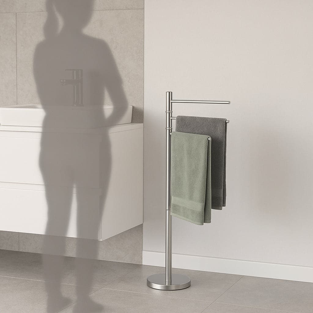 Piantana da Bagno Porta Asciugamani in Acciaio Inox Smaltato Cromo 3 Braccia Girevoli in Portasciugamani da terra Danyx - Casoria, commercioVirtuoso.it
