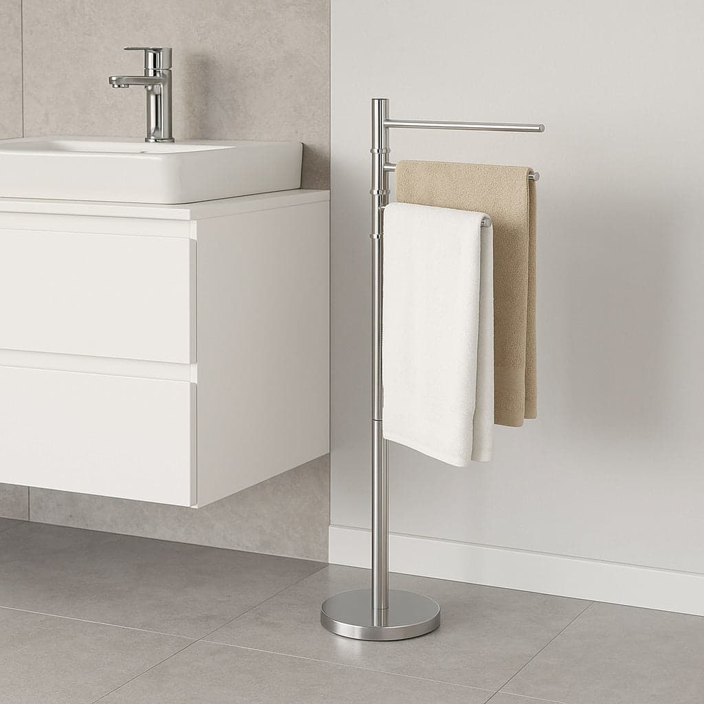Piantana da Bagno Porta Asciugamani in Acciaio Inox Smaltato Cromo 3 Braccia Girevoli in Portasciugamani da terra Danyx - Casoria, commercioVirtuoso.it