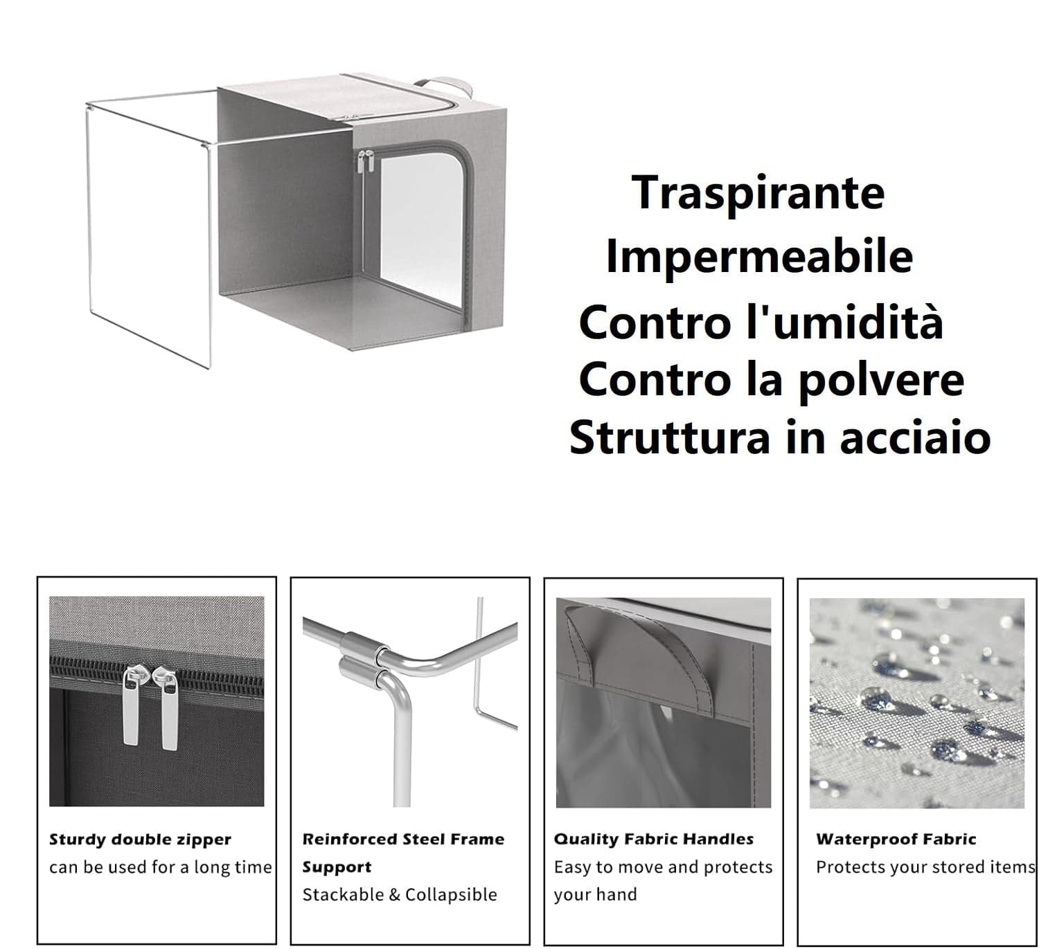2 Scatole Pieghevoli per Armadio 40x30x20 con Struttura in Metallo e Tessuto Resistente in Contenitori sottoletto Danyx - Casoria, commercioVirtuoso.it