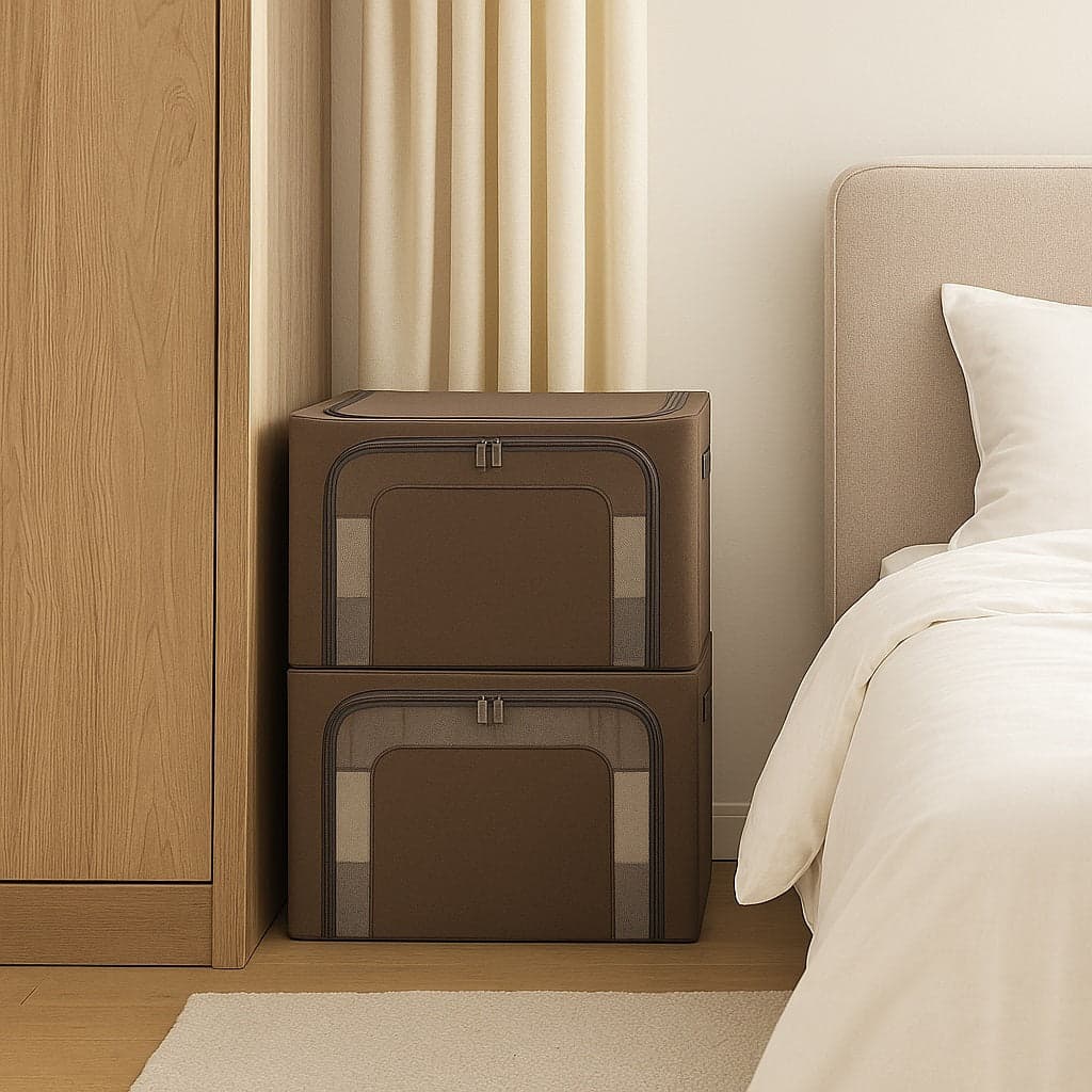 2 Scatole Pieghevoli per Armadio 60x42x40 con Struttura in Metallo e Tessuto Resistente in Contenitori sottoletto Danyx - Casoria, commercioVirtuoso.it