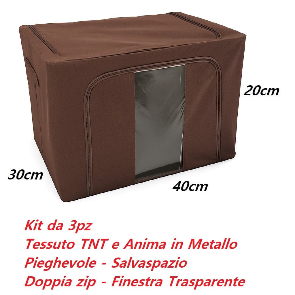 3 Scatole Pieghevoli per Armadio 40x30x20 con Struttura in Metallo e Tnt Resistente in Contenitori sottoletto Danyx - Casoria, commercioVirtuoso.it
