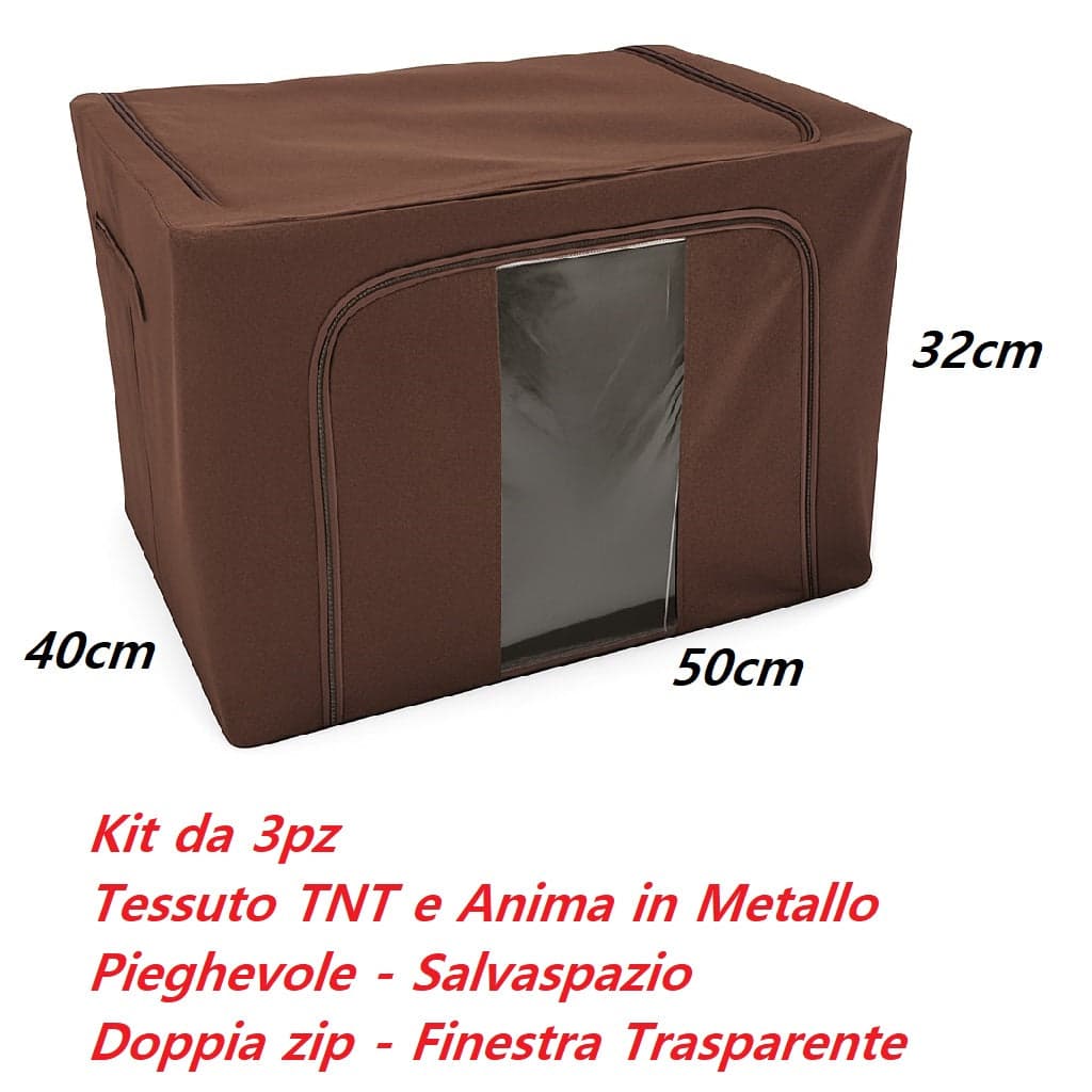 3 Scatole Pieghevoli per Armadio 50x40x32 con Struttura in Metallo e Tnt Resistente in Contenitori sottoletto Danyx - Casoria, commercioVirtuoso.it