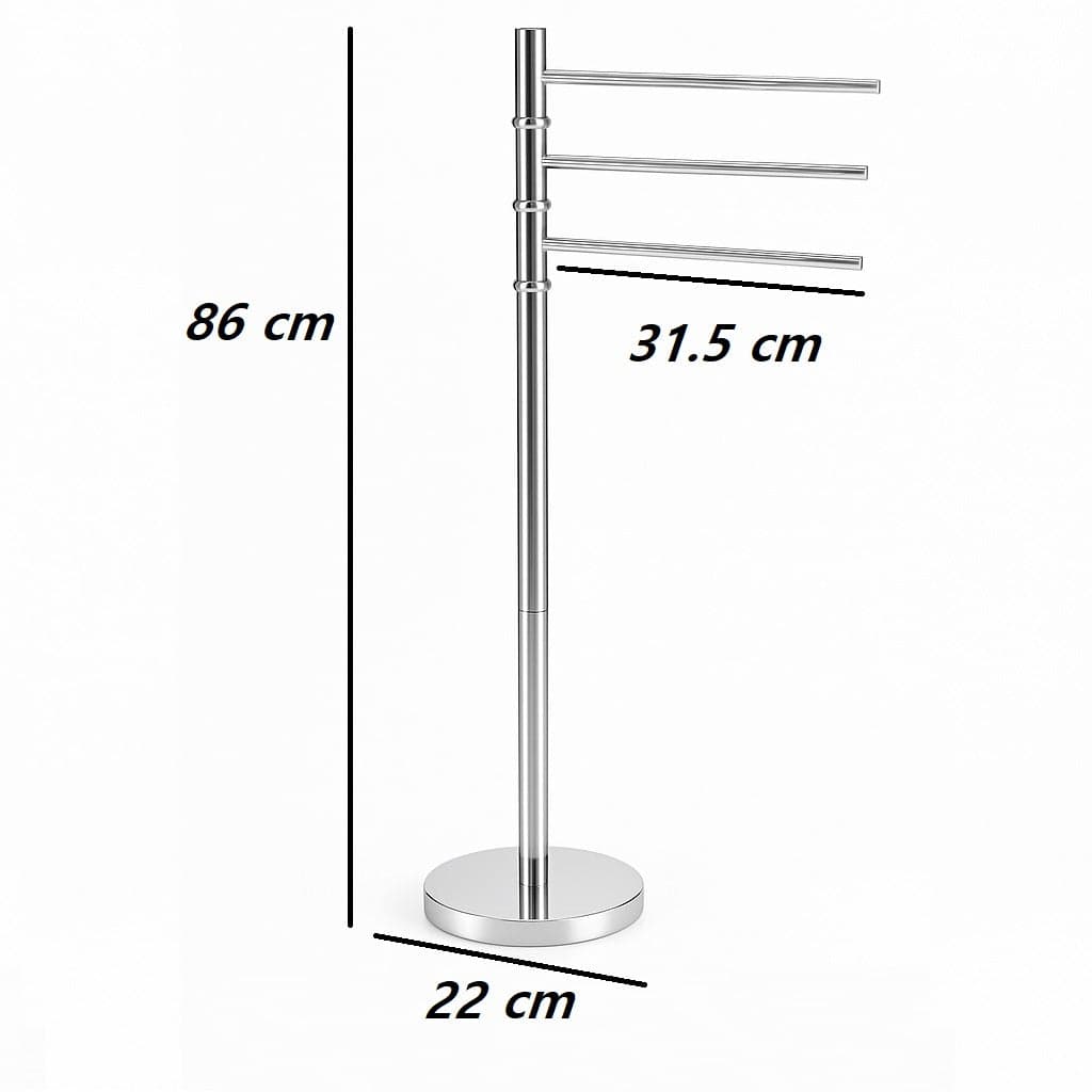 Piantana da Bagno Porta Asciugamani in Acciaio Inox Smaltato Cromo 3 Braccia Girevoli in Portasciugamani da terra Danyx - Casoria, commercioVirtuoso.it