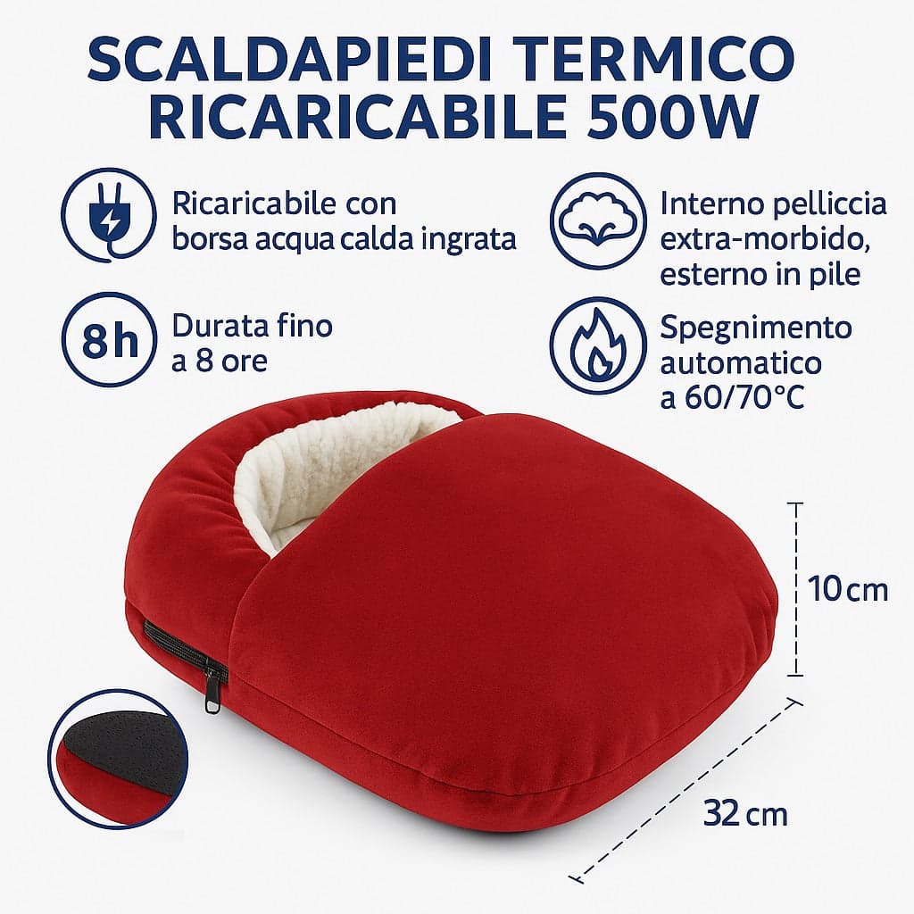 Scaldapiedi Termico Ricaricabile 500W Extra Morbido con Pelliccia e Spegnimento Automatico in Scaldapiedi Danyx - Casoria, commercioVirtuoso.it