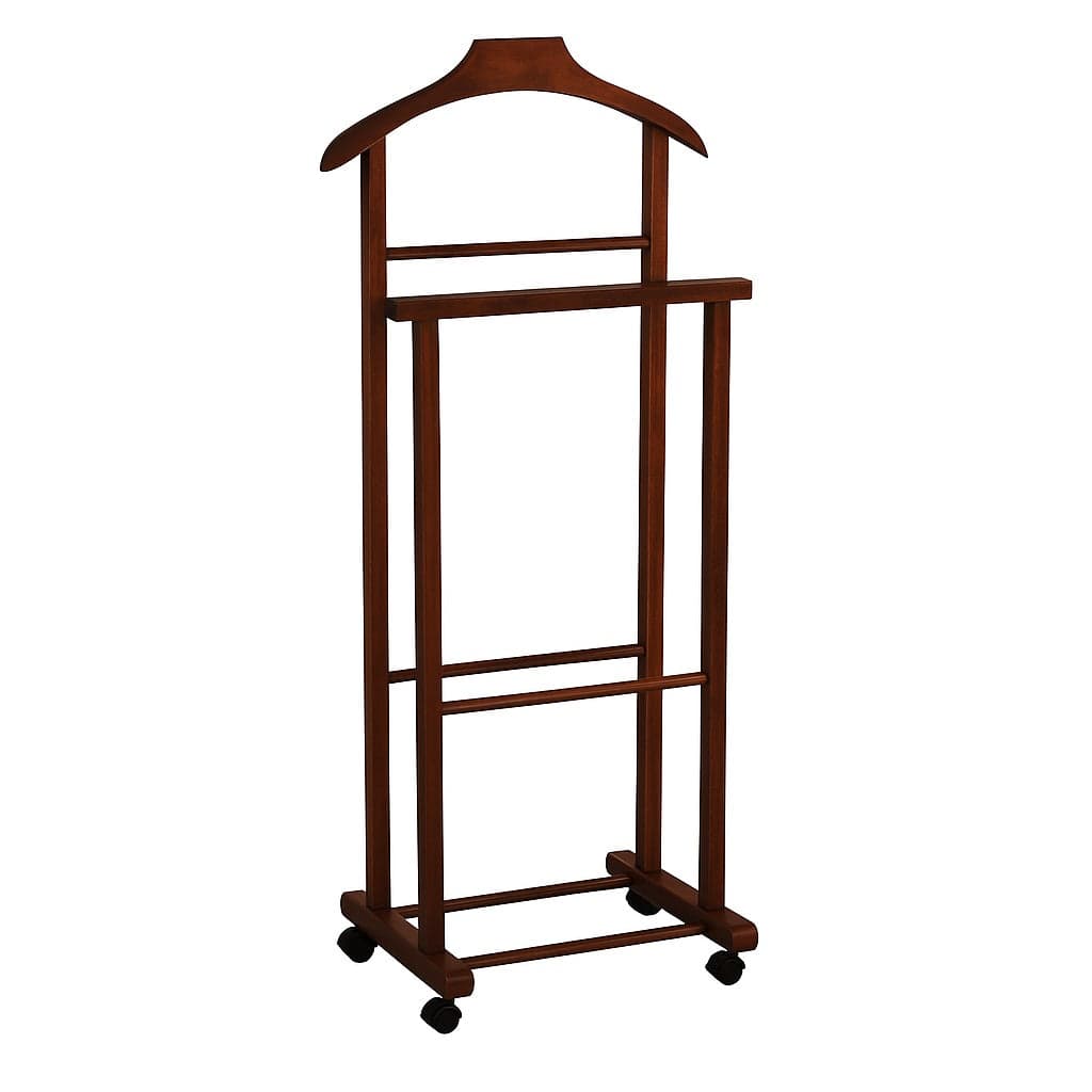 Appendiabiti Indossatore in Legno di Faggio colore Noce Servo Muto con Ruote 43x33x105 cm in Omini appendiabiti Danyx - Casoria, commercioVirtuoso.it