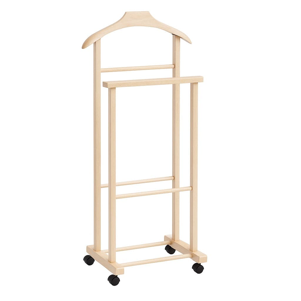 Appendiabiti Indossatore in Legno di Faggio colore Naturale Servo Muto con Ruote 43x33x105 cm in Omini appendiabiti Danyx - Casoria, commercioVirtuoso.it