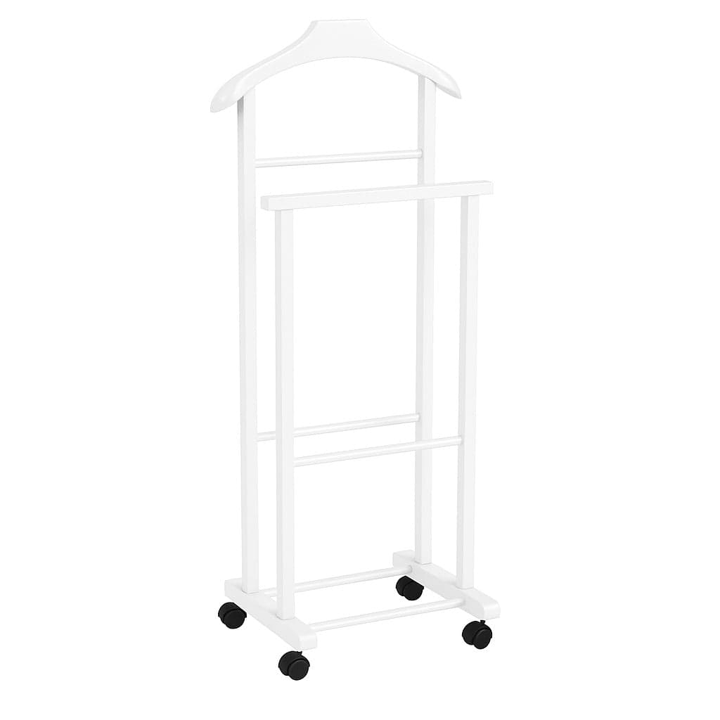Appendiabiti Indossatore in Legno di Faggio colore Bianco Servo Muto con Ruote 43x33x105 cm in Omini appendiabiti Danyx - Casoria, commercioVirtuoso.it