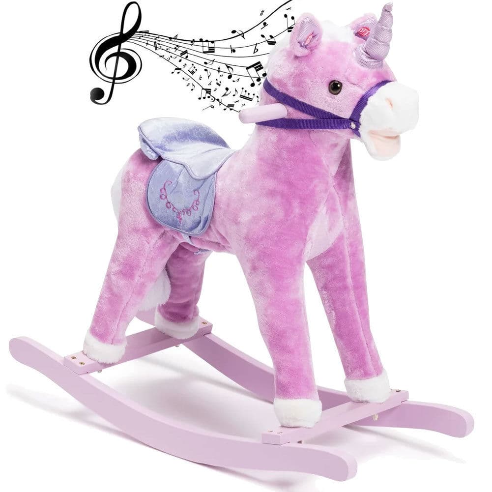 Cavallo a Dondolo Unicorno Rosa in Peluche con Suoni Realistici Base in legno 3+ in Cavalli a dondolo e animali Danyx - Casoria, commercioVirtuoso.it