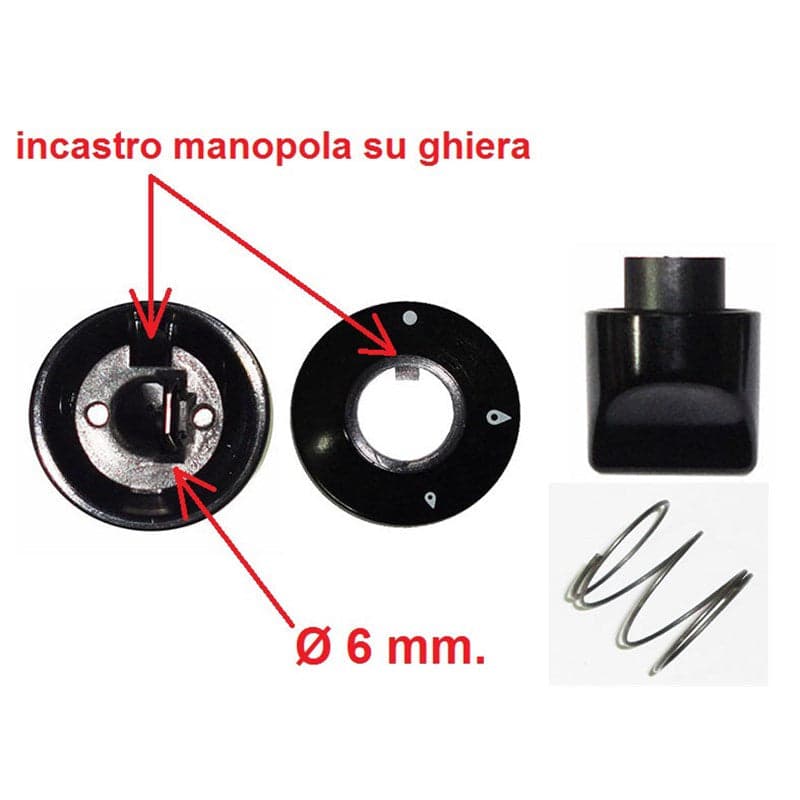 MANOPOLA NERA CON GHIERA PER CUCINA A GAS PIANO COTTURA ARISTON INDESIT in prodotto EuroStore07 - Alatri, commercioVirtuoso.it