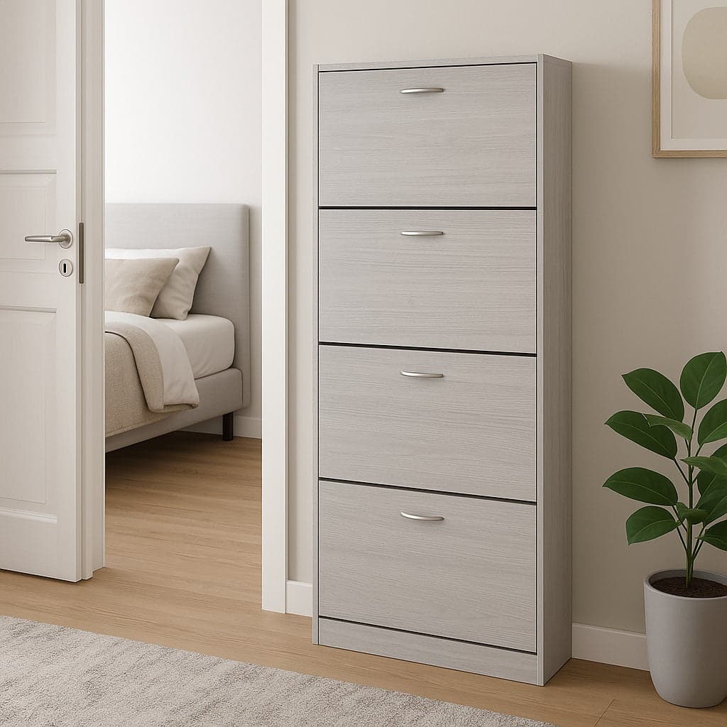 Scarpiera 4Ante Doppia Profondità Salvaspazio Grigio 63x24 H150cm Legno Mdf in Scarpiere Danyx - Casoria, commercioVirtuoso.it