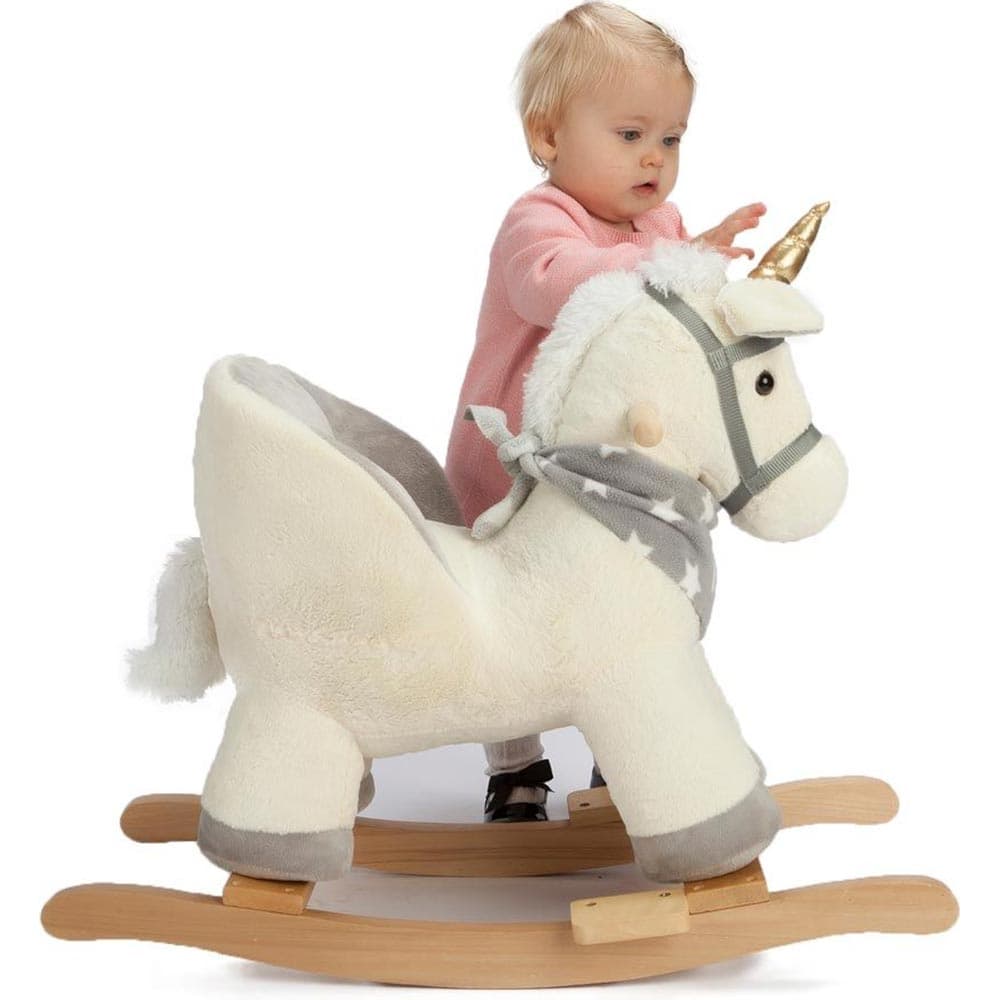 Unicorno Dondolo Cavalcabile Peluche Cavallo con Suoni Cintura Sicurezza Gioco Legno in Cavalli a dondolo e animali Danyx - Casoria, commercioVirtuoso.it