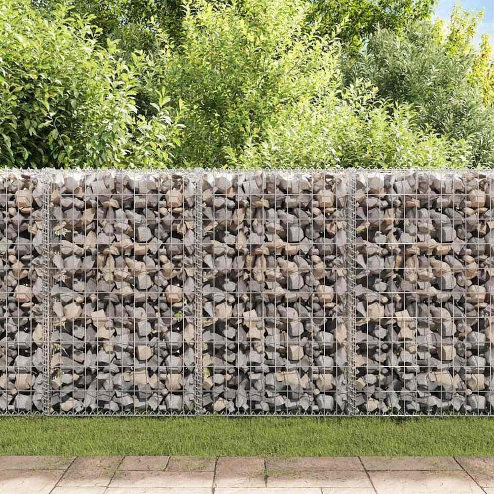 Rete Gabbione Giardino in Acciaio Galvanizzato 100x80x30 cm per Recinzioni e Muretti