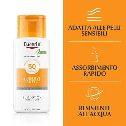 Eucerin Sun Protection Sensitive Protect lozione corpo solare extra light SPF50+ 150ml in Protezione solare corpo Clubfarma - Melilli, commercioVirtuoso.it
