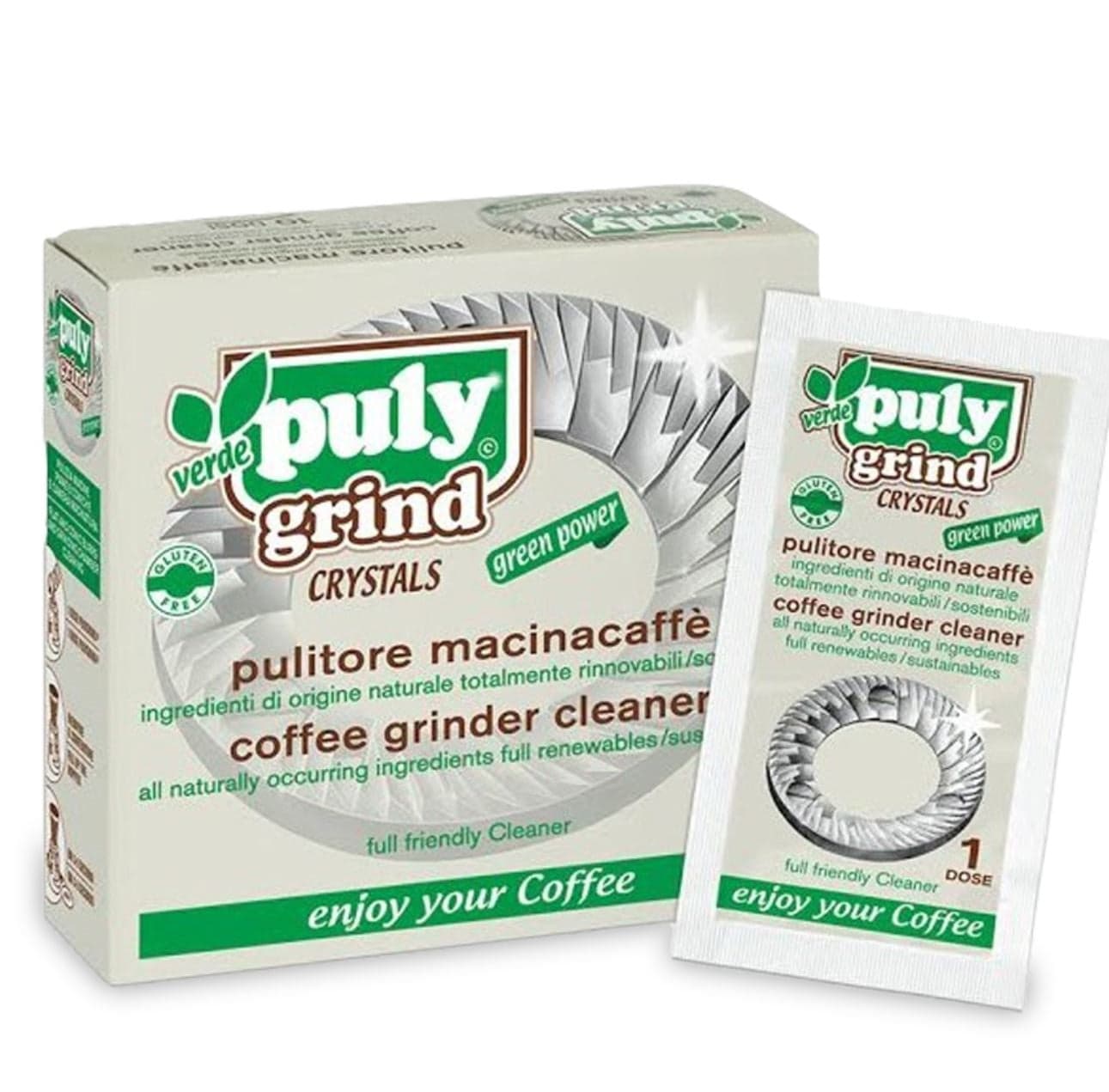 Detergente Puly Grind in cristalli per pulire macinacaffé macine, 10 dosi in prodotto EuroStore07 - Alatri, commercioVirtuoso.it