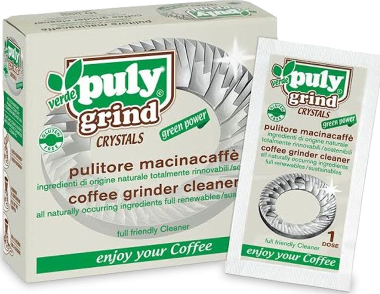 Detergente Puly Grind in cristalli per pulire macinacaffé macine, 10 dosi in prodotto EuroStore07 - Alatri, commercioVirtuoso.it