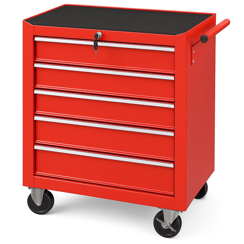 Carrello Portautensili 5 Cassetti Mobiletto con 4 Ruote Maniglia per Garage Officina Rosso in Armadi per utensili Danyx - Casoria, commercioVirtuoso.it