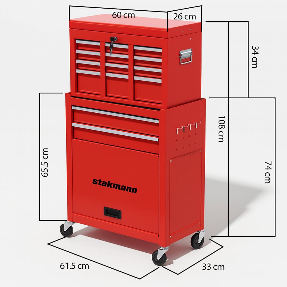 Carrello Portautensili 2in1 8 Cassetti Mobiletto Staccabile per Garage e Officina Rosso in Armadi per utensili Danyx - Casoria, commercioVirtuoso.it