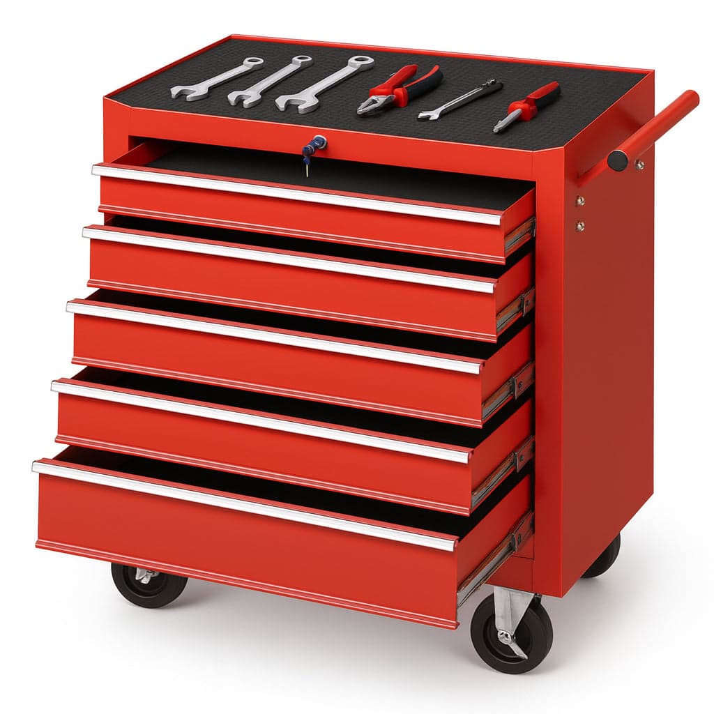 Carrello Portautensili 5 Cassetti Mobiletto con 4 Ruote Maniglia per Garage Officina Rosso in Armadi per utensili Danyx - Casoria, commercioVirtuoso.it