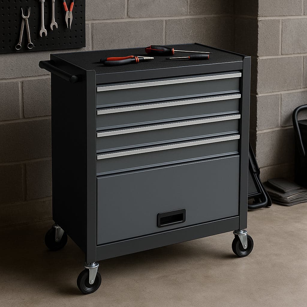 Carrello Portautensili in Acciaio con 4 Cassetti e Vano Porta Attrezzi per Officina Grigio in Armadi per utensili Danyx - Casoria, commercioVirtuoso.it