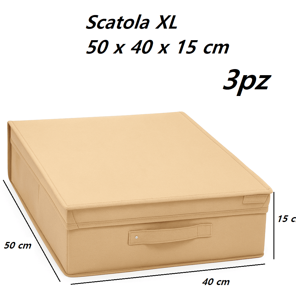 Scatole Cambio Stagione TNT Pieghevoli 50x40x15cm kit 3 pezzi Salvaspazio con Maniglie in Contenitori sottoletto Danyx - Casoria, commercioVirtuoso.it