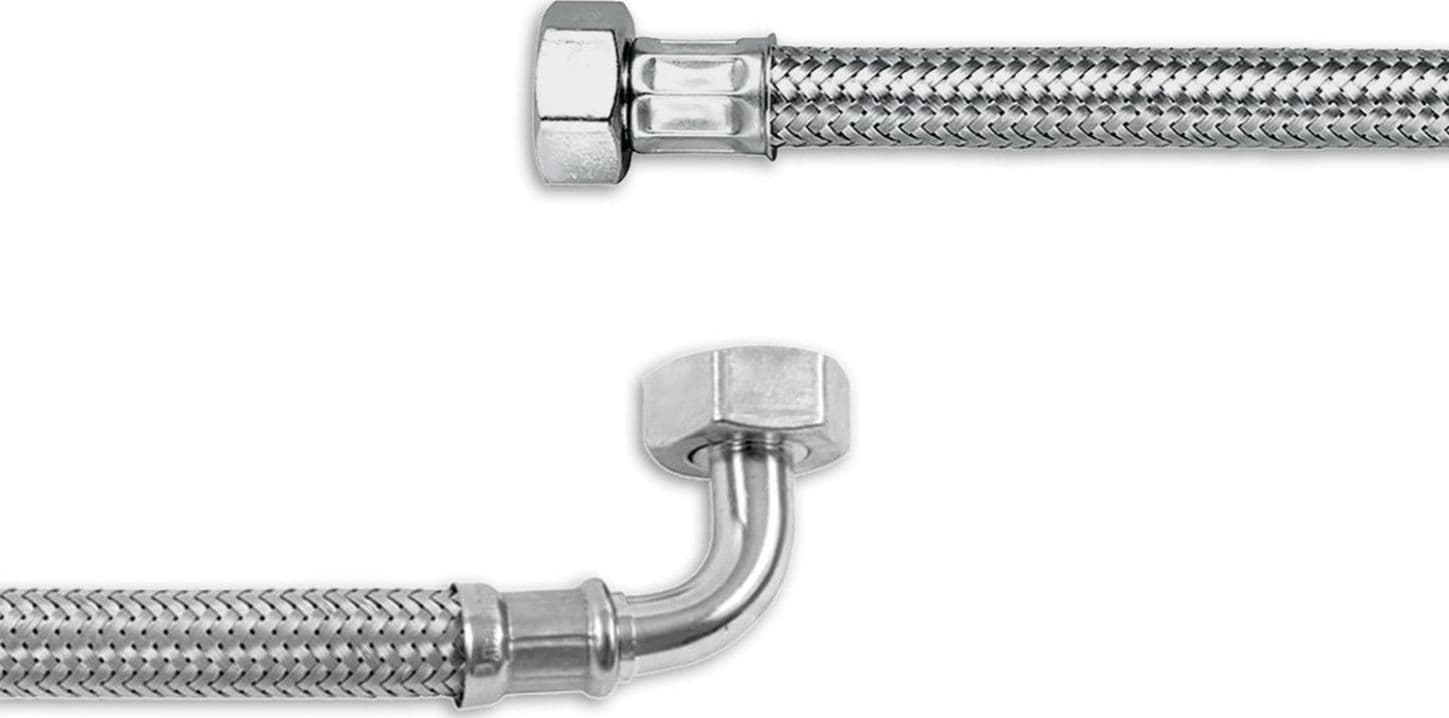 macchina caffe' Tubo carico acqua trecciato inox 1500 mm epdm curvo 3/8 FF in prodotto EuroStore07 - Alatri, commercioVirtuoso.it