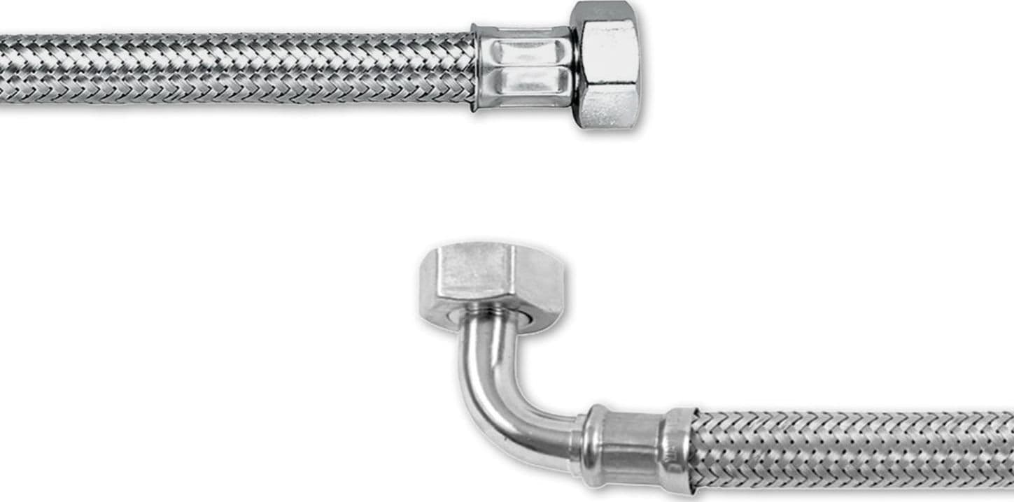 macchina caffe' Tubo carico acqua trecciato inox 1500 mm epdm curvo 3/8 FF in prodotto EuroStore07 - Alatri, commercioVirtuoso.it