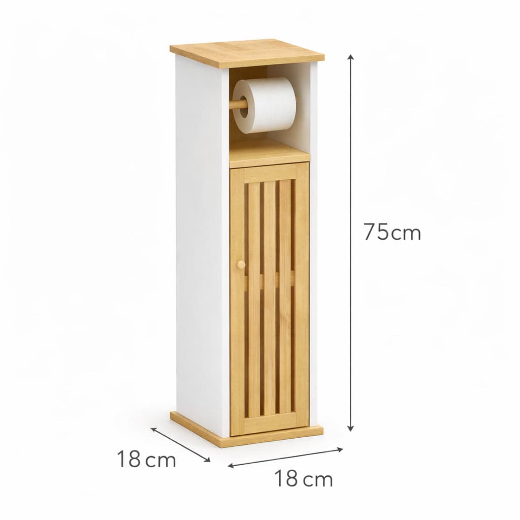 Colonna Mobiletto Bagno Moderno Bianco Legno Bambù 18x18x75 cm Porta Carta Igienica in Mobili a colonna Danyx - Casoria, commercioVirtuoso.it