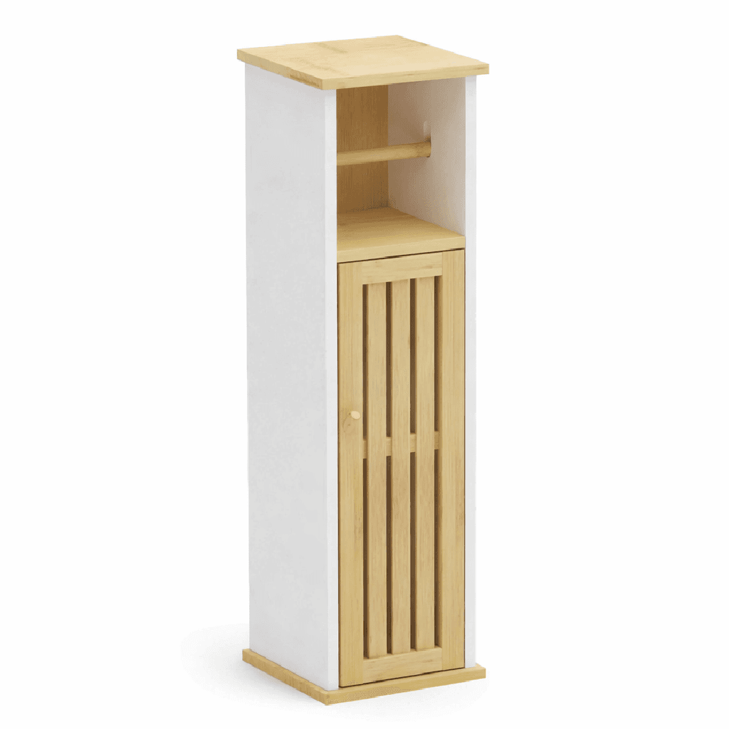Colonna Mobiletto Bagno Moderno Bianco Legno Bambù 18x18x75 cm Porta Carta Igienica in Mobili a colonna Danyx - Casoria, commercioVirtuoso.it
