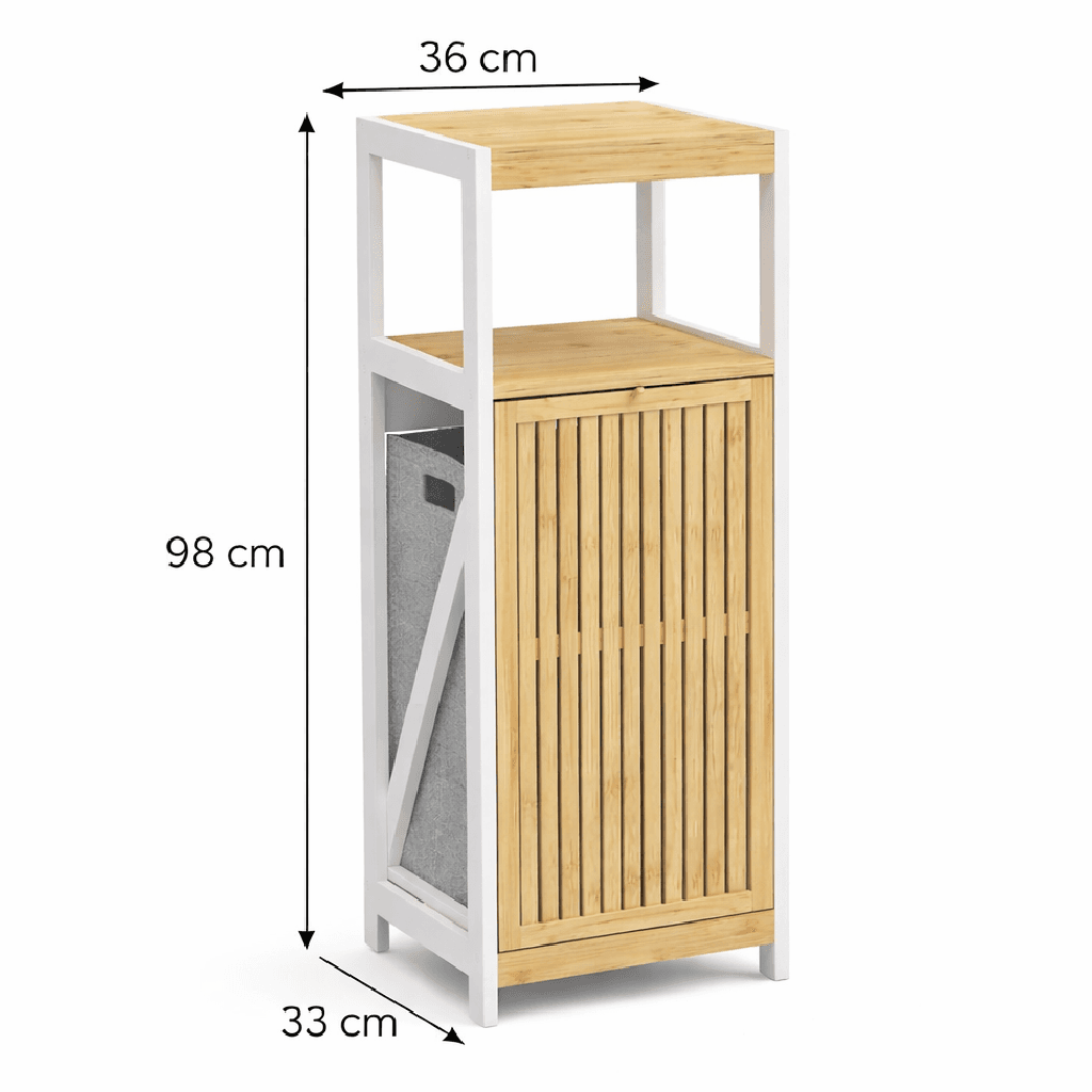 Mobiletto Bagno Portabiancheria Moderno Legno e Bambù 36x33x98 cm 1 Anta 2 Ripiani in Mobili a terra Danyx - Casoria, commercioVirtuoso.it