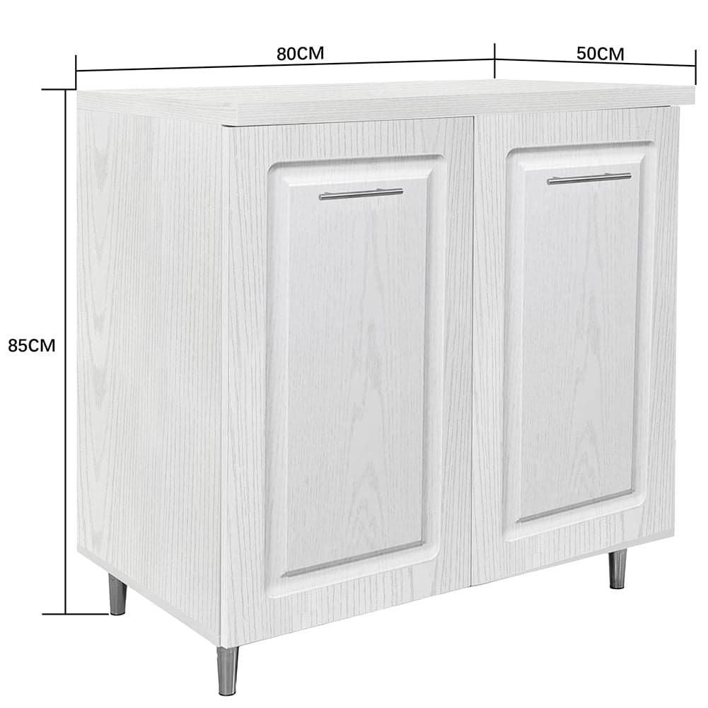 Mobile Cucina Base 2 Ante Componibile in Legno Bianco Frass. Classico 80x50 H85cm in Mobili a terra Danyx - Casoria, commercioVirtuoso.it