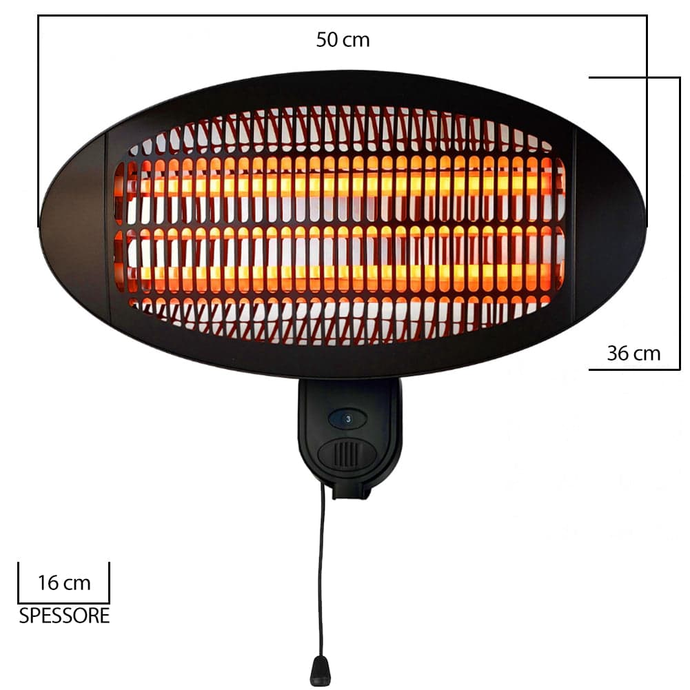 Stufa Elettrica Quarzo Infrarossi da Parete 2000W IP34 per Esterno Basso Consumo in Stufe elettriche Danyx - Casoria, commercioVirtuoso.it