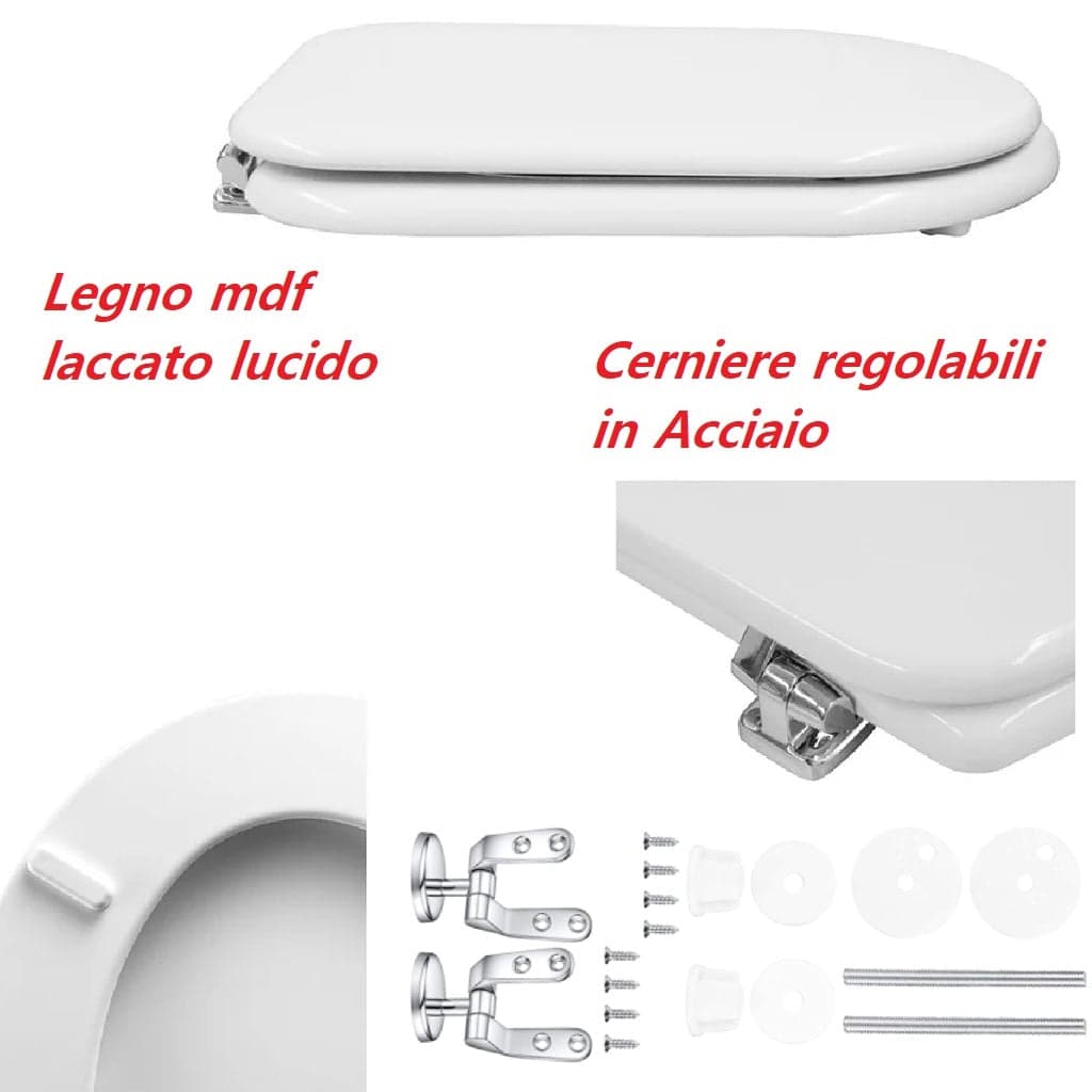 Copri Water Aretusa Cesame Legno MDF Bianco Lucido Ovale 44x36.5 cm in Sedili WC Danyx - Casoria, commercioVirtuoso.it