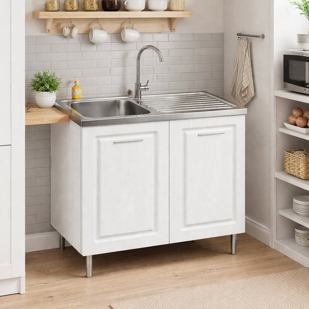Mobile Cucina Sottolavello Componibile in Legno Bianco Frass. Classico 2 Ante 80cm in Moduli componibili Danyx - Casoria, commercioVirtuoso.it
