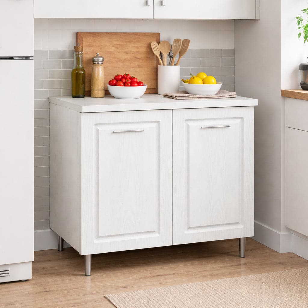 Mobile Cucina Base 2 Ante Componibile in Legno Bianco Frass. Classico 80x50 H85cm in Mobili a terra Danyx - Casoria, commercioVirtuoso.it